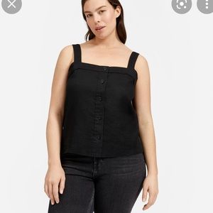 Everlane linen black button down tank shirt.
